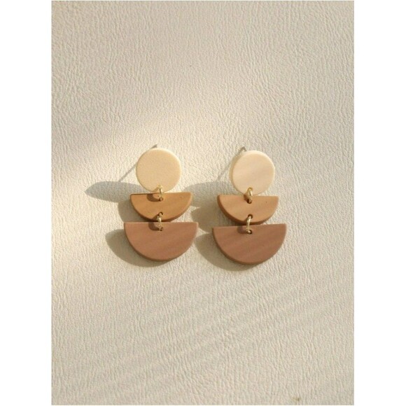 Geometric Drop Earrings | Camel Earrings | Long Earrings | trendy earrings - Picture 1 of 4